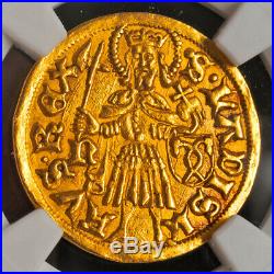 1490, Hungary, Matthias Corvinus. Gold Ducat Coin. Nagybanya mint! NGC MS-61