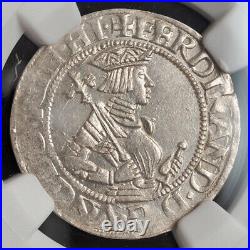 1526, Austria, Emperor Ferdinand I. Silver 6 Kreuzer Coin. Hall mint! NGC MS-61