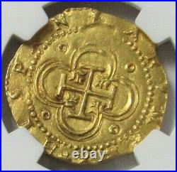 1556-1598 S D Gold Spain 2 Escudo Ngc Ms 63 Seville Mint Philip II Square D