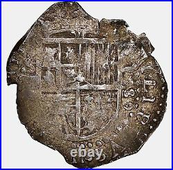 1589-S D Philip II Cob 2 Reales Silver NGC AU53 Seville Mint Square D