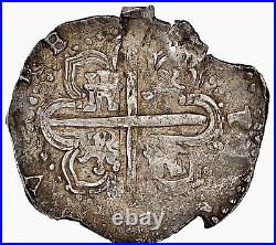 1589-S D Philip II Cob 2 Reales Silver NGC AU53 Seville Mint Square D