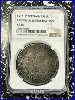 1597 HB Germany Saxony-Albertine 1 Thaler NGC XF45 Lot#G187 Silver