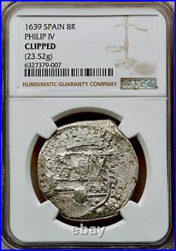 1639 Spain Philip IV Cob 8 Reales Madrid Mint NGC Clipped 23.52g. Silver
