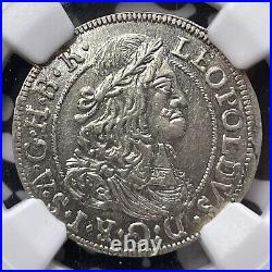 1675 Austria Hall 3 Kreuzer NGC MS63 Lot#G7656 Silver! Choice UNC