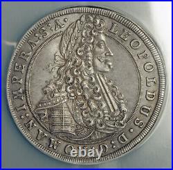 1702, Bohemia, Emperor Leopold I. Silver Thaler Coin. Prague mint! NGC AU-55