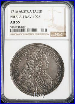 1716, Silesia, Emperor Charles VI. Silver Thaler Coin. Breslau mint! NGC AU-55