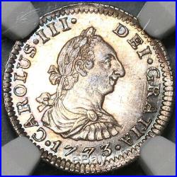 1773 NGC MS 62 Mexico 1/2 Real Colonial Spain Mint State Silver Coin (20030901C)
