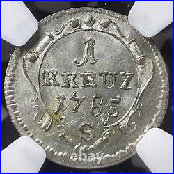 1785-S Germany Brandenburg-Ansbach 1 Kreuzer NGC MS63 Lot#G6755 Choice UNC