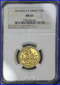 1801 NGC MS 63 Turkey Gold 1 Zeri Mahbub 1203/12 Mint State Coin (19052902C)