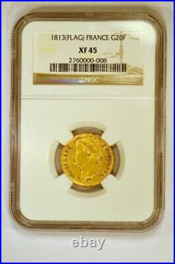 1813 France Utrecht Netherlands Mint 20 Francs Gold Coin Napoleon NGC XF45