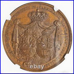 1822, France/Denmark. Danish Royal Couple, Paris Mint Visit Medal. NGC MS-63