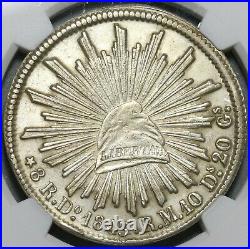 1843/31-Do NGC AU Det Mexico 8 Reales Durango Mint Rare Silver Coin (20040301C)