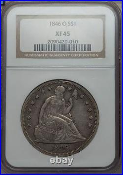 1846-O S$1 Liberty Seated Dollar NGC XF45 1st New Orleans Mint Silver Dollar
