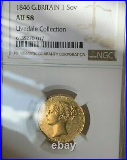 1846 Victoria full gold sovereign in near mint state (NGC graded AU58)