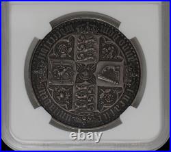 1847 Gothic Crown Unidecimo G. Britain, Rare NGC PF61, aging beautifully