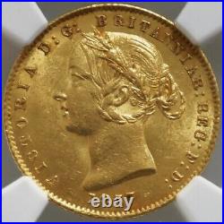 1857 Australia Queen Victoria Sydney Mint Half Sovereign Gold Coin NGC MS 63