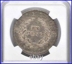 1857 Colombia Peso, NGC AU 53, Bogota Mint, Scarce in AU, KM 118