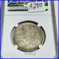 1862-B India 1 Rupee NGC MS61 Lot#A2910 Silver! Nice UNC