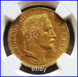 1864 A Gold France 50 Francs Napoleon III Ngc Mint State 61