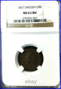 1867 Sweden 1 Ore, NGC MS 63