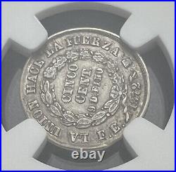 1872 PTS FE Bolivia 5c KM-156.3 Mint Error Silver Coin NGC AU55