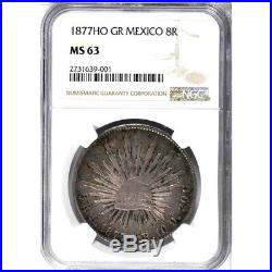 1877 Ho-GR Mexico 8 Reales, Hermosillo Mint, NGC MS 63, Scarce Date Sole Finest