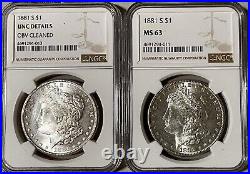 1881-S MS63 Morgan Silver DollarsSilver Coin NGC Mint State 63 Proof-Like Look