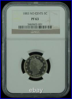 1883 US Mint No Cents 5 Five Cent Liberty Nickel Certified Coin NGC PF63
