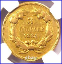 1884 Three Dollar Indian Gold Coin $3 NGC VF Details Just 1000 Coins Minted