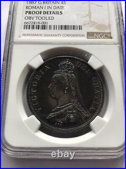 1887 Proof Roman I Double Florin 4s Coin Ngc Genuine Details graded 1000 Minted