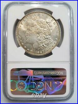 1887 Silver Morgan Dollar NGC MS 64 Struck Thru Strike Through Mint Error Coin