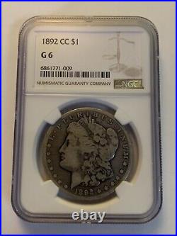 1892-cc Morgan Silver Dollar Key Date Ngc G6 Carson City Mint