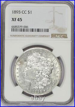 1893-CC Silver Morgan $1 NGC XF45. Good Luster