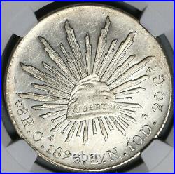 1893-Oa NGC AU Det Mexico 8 Reales Oaxaca Mint Last Silver Coin (21081201C)