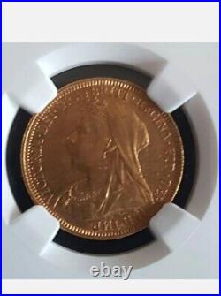 1893s Queen Victoria Veiled Head Full Gold Sovereign Sydney Mint Ngc Graded Au50