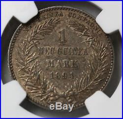 1894 German New Guinea 1 Mark Silver Coin 33k Minted NGC AU58 RARE
