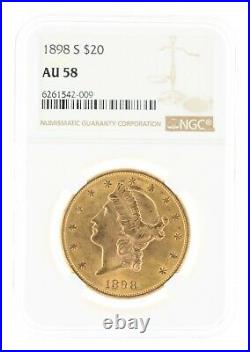 1898-S NGC AU58 $20 Liberty Head Double Eagle San Francisco Minted Twenty Dollar