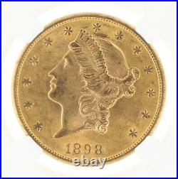 1898-S NGC AU58 $20 Liberty Head Double Eagle San Francisco Minted Twenty Dollar