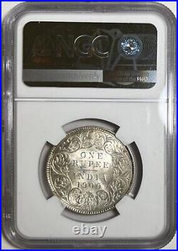 1900 India Rupee NGC MS62 Silver Coin Calcutta Mint Victoria Incuse C