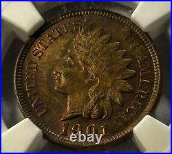 1901 Indian Head Cent 1c High Grade Type Coin NGC Graded MS-64 BN