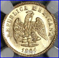 1904-Mo NGC MS 65 Mexico Gold 1 Peso Coin Only 9845 Minted (19102701D)