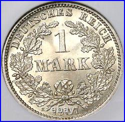 1907-J NGC MS 64 Germany 1 Mark Scarce Hamburg Silver Coin POP 2/2 (22010704C)