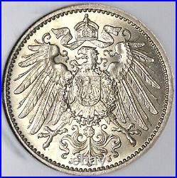 1907-J NGC MS 64 Germany 1 Mark Scarce Hamburg Silver Coin POP 2/2 (22010704C)