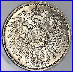 1907-J NGC MS 64 Germany 1 Mark Scarce Hamburg Silver Coin POP 2/2 (22010704C)