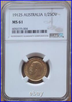 1912 Gold Half Sovereign NGC MS61 Sidney mint