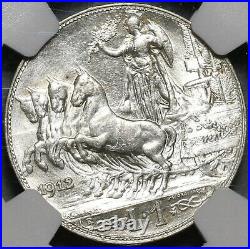1912 NGC MS 63 Italy 1 Lira Horses & Chariot Silver Mint State Coin (20050502C)