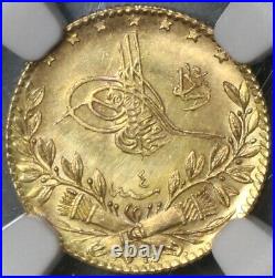 1912 NGC MS 66 Turkey GOLD 25 Kurush 1327/4 Mint State Coin POP 1/0 (19031701D)