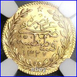 1912 NGC MS 66 Turkey GOLD 25 Kurush 1327/4 Mint State Coin POP 1/0 (19031701D)
