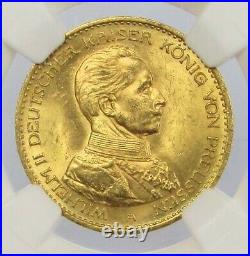 1913 A Gold German States Prussia 20 Mark Jubliee Bust Germany Mint State 63