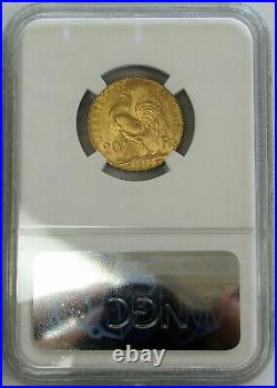 1913 Gold France 20 Francs Rooster Coin Paris Mint Ngc Mint State 66